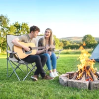 Outsunny 2er-Set Campingstühle mit hoher Rückenlehne aus Metall und Oxford-Gewebe, Grau(m-5)