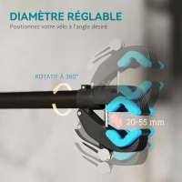 HOMCOM Support de réparation de vélo réglable en hauteur, pince rotative 360°, charge max. 25kg, 41-60x13x13cm, noir(m-4)