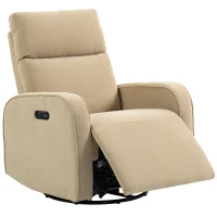 HOMCOM Sillón Relax Reclinable Eléctrico Giratorio y Balancín con Doble Motor Reposacabezas Ajustable Puertos USB Reposapiés(m-10)