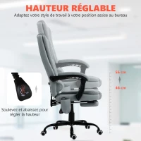 Vinsetto Fauteuil de bureau massant, chaise de bureau avec hauteur réglable, dossier inclinable et télécommande filaire, gris(m-6)