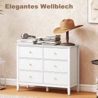 HOMCOM Kommode Sideboard mit 6 Schubladen Moderner Aufbewahrungsschrank für Wohnzimmer Schlafzimmer Flur 100 x 40 x 78 cm Weiß(m-7)