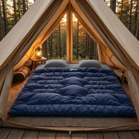 Outsunny Saco de Dormir Doble para Adultos Tamaño Queen para 2 Personas con 2 Almohadas y Bolsa Transporte Azul Oscuro(m-2)