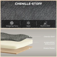 HOMCOM 2-Sitzer-Sofa, kleines Chenille-Sofa mit Flügelrücken, dickem Sitz, Gummibaumholzfüßen, Grau(m-4)