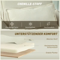 HOMCOM Schlafsessel 3 in 1 Umwandelbarer Sessel mit Bettfunktion, Lendenkissen, für Wohnzimmer Creme(m-6)