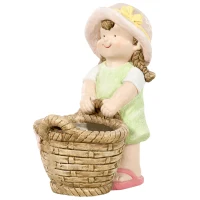 Outsunny Figurka ogrodowa "Dziewczynka z koszem na kwiaty", ozdoba ogrodowa, odporna na warunki atmosferyczne, 20 cm x 30 cm x 40 cm(m-10)