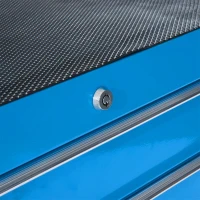 HOMCOM Werkzeugschrank, Werkzeugkiste, 5 Schubladen, rollbar, Stahl, Blau(m-9)