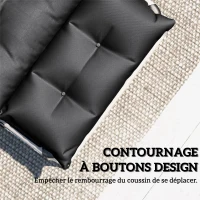 Outsunny Lot de 2 coussins de chaise longue coussin bain de soleil épais, confortable - 6 attaches, 190 x 56 x 10 cm, gris foncé(m-6)