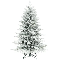 HOMCOM Künstlicher Weihnachtsbaum, 150cm Christbaum mit Schnee, 1162 Zweigen, klappbarem Metallständer(m-10)