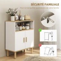 HOMCOM Meuble de salle de bain, meuble de rangement avec 2 portes, compartiment ouvert, étagère réglable, 60x29,5x76,5cm, blanc(m-8)