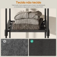 HOMCOM Armário para Roupas 182x43x185 cm Armário Aberto com 8 Prateleiras de Tecido Barras para Pendurar  182x43x185 cm Preto(m-6)