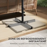 Outsunny Parasol de jardin XXL avec pied en croix parasol grande taille 4,6L x 2,7l x 2,4H cm acier polyester crème(m-6)