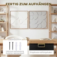 HOMCOM Wanddeko 3D 2er Set geometrisch Wanddekoration Modern Wand Deko für Wohnzimmer, Flur, 80 x 3,5 x 80 cm, Weiß(m-5)