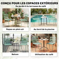 Outsunny Lot de 2 Chaises de Jardin Empilables en Métal pour Terrasse, Balcon, Jardin, Vert(m-9)