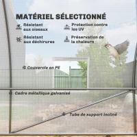 Outsunny Serre de Jardin Tunnel Surface Sol 18 m² 6L x 3l x 2H m châssis Tubulaire renforcé 24 mm 8 fenêtres Blanc(m-4)