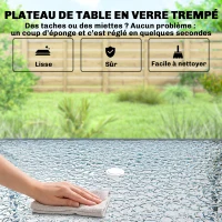 Outsunny Salon de jardin extérieur 8 pièces, table de jardin extérieure 6 chaises Pliantes parasol plateau en Verre Trempé, Gris(m-8)