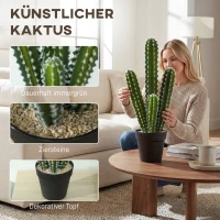 HOMCOM Kunstpflanze Kaktus Pflanzen 53 cm künstliche Pflanzen im Topf für Zuhause, Büro(m-4)