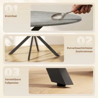 HOMCOM Runder Esstisch für 4 Personen, Küchentisch im Industriestil mit Stahlbeinen, für Esszimmer, Küche, Grau(m-6)