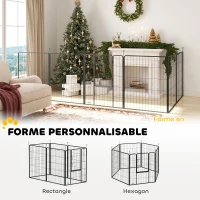 PawHut Parc pour chien, enclos chien 6 panneaux modulable et pliable, portable en acier avec porte 80 x 100 gris(m-4)