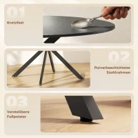 HOMCOM Runder Esstisch für 4 Personen, Küchentisch im Industriestil mit Stahlbeinen, für Esszimmer, Küche, Schwarz(m-6)