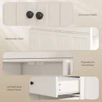 HOMCOM Rollbare Kücheninsel, 2 Schubladen, 2 Schränke, verschiebbar, Gewürzregal, Handtuchhalter, Messerhalter, MDF, Weiß(m-7)