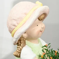 Outsunny Figurka ogrodowa "Dziewczynka z koszem na kwiaty", ozdoba ogrodowa, odporna na warunki atmosferyczne, 20 cm x 30 cm x 40 cm(m-9)