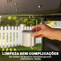 Outsunny Barbecue a Gás BBQ com 2 Queimadores de 5 kW Termómetro Mesas Laterais Prateleira Grelha de Aquecimento 2 Rodas Preto(m-9)