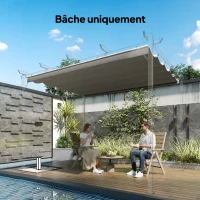 Outsunny Toile de toit pour pergola tonnelle rétractable de 3 x 3 m - toile uniquement 250 x 255 cm gris clair(m-10)