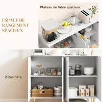 HOMCOM Buffet salon meuble de rangement armoire de cuisine avec placards à 2 portes et étagère réglable 120 x 40 x 90 cm, blanc(m-4)