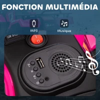 HOMCOM Quad électrique enfant 12V, voiture électrique enfants, double moteur, phares et musique, 88x45x50cm, rose(m-6)