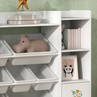 AIYAPLAY Meuble rangement enfant, étagère de rangement pour jouets enfants avec 8 bacs amovibles, 140 x 30 x 90 cm, blanc(m-7)