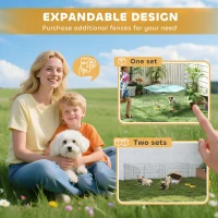 PawHut Parc pour chien, enclos chien 6 panneaux avec toit, modulable et pliable, enclos portable 60H cm avec porte, clôture pour chat, chiens de petit taille, intérieur et extérieur, argent, vert(m-8)