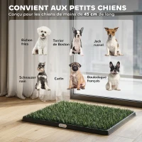 PawHut Toilette pour Chien avec 2 Tapis en Gazon Artificiel et Grille de Drainagec, Système Lavable, 63x50,5x3,5cm, Noir(m-7)
