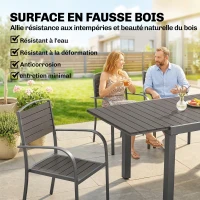 Outsunny Salon de Jardin 8 Personnes Table de Jardin Extensible 150-225cm avec Plateau Polybois et 8 Chaises Aluminium Gris(m-6)