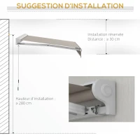 Outsunny Store banne électrique et Manuel rétractable 250L x 200l cm télécommande fournie alu. Polyester Haute densité, crème(m-8)