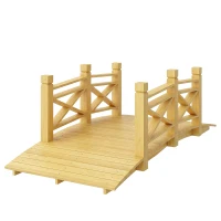 Outsunny Pont de Jardin en Bois Carbonisé Arqué Main Courante Sécurisée et Charge 200kg 174 x 78 x 57,5 cm Naturel(m-1)