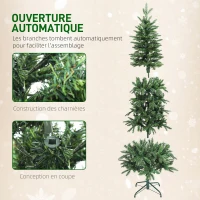 HOMCOM Sapin de Noël artificiel 180 cm, arbre de Noël slim avec 200 lumières 8 modes d'éclairage 605 branches articulées, vert(m-7)