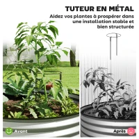 Outsunny Jardinière surélevée galvanisée en acier lit de jardin bordure caoutchouc 181 x 93 x 30 cm argent(m-4)