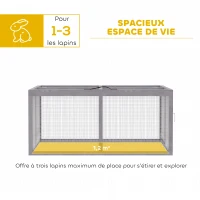 PawHut Clapier Lapin Extérieur Enclos Lapin Pliable en Bois Toit Ouvrant et Poignée pour Poule Canard 110x105x50cm Gris(m-6)