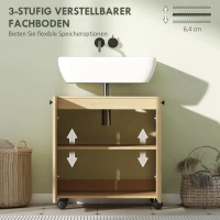 HOMCOM Waschbecken-Unterschrank für Badezimmer, 3-stufiges Regal, Räder, Holz(m-5)