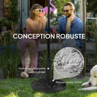 Outsunny Pied de parasol, socle parasol extérieur en résine 21 kg, pour mât de Ø 32/38/48 mm, avec roues, Ø 49 x 42 cm, noir(m-5)