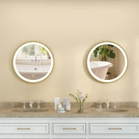 HOMCOM Miroir salle de bain avec éclairage LED rond 40 cm, miroir lumineux mural à 3 températures de couleur, dimmable, doré(m-9)