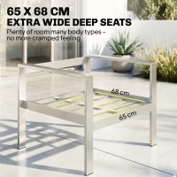 Outsunny 4 Seater Garden Furniture Set, Extra Wide Deep Garden Sofa Set with Olefin Cushions, Brushed Aluminium Frame, Dark Grey(m-4)