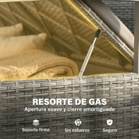 Outsunny Banco de Almacenamiento Exterior de Ratán 170 L con Cojín Lavable Respaldo Reposabrazos de Madera de Acacia Gris Claro(m-6)