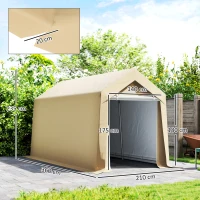 Outsunny Abri de jardin tente de stockage portable pour extérieur avec cadre en acier galvanisé et grande porte 2 x 3,6 m beige(m-3)