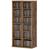 HOMCOM Lot de 2 étagères colonnes armoire de rangement CD-DVD 12 compartiments 21 x 22,5 x 88,5 cm capacité 204 CD marron(m-1)