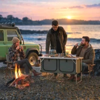 Outsunny Armoire de Camping Pliante en Aluminium avec Rangement pour Pique-nique, Barbecue, Extérieur, 120x47x70cm, Argent(m-9)