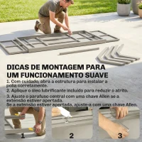 Outsunny Mesa de Jardim Extensível com Superfície em Alumínio 154/214x85 cm com Efeito Madeira para 8-10 Pessoas Cinza Claro(m-7)