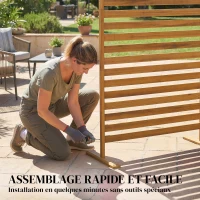 Outsunny Brise-vue Bois à Lamelles Claustra Paravent Extérieur Autoportant pour Jardin Terrasse 80x40x170cm Marron(m-7)