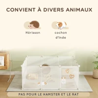 PawHut Enclos parc modulable pour petits animaux 12 panneaux pour chiot, cochon 105 x 105 x 45 cm blanc(m-5)