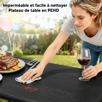 Outsunny Ensemble table pliante et bancs de pique-nique 180 cm avec poignées de transport, noir(m-6)